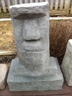 Grey maoi garden statue
