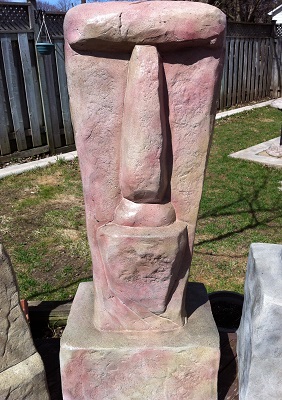 Pink granite garden statue