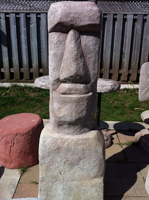 Moai rock garden statue